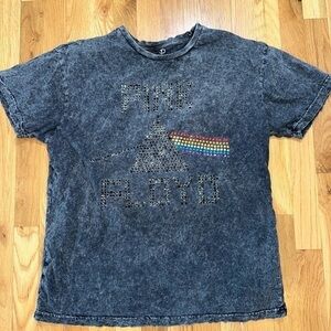 Pink Floyd Branded Prism Distressed Shirt Women’s Size‎ Large Gray Sparkle Studs